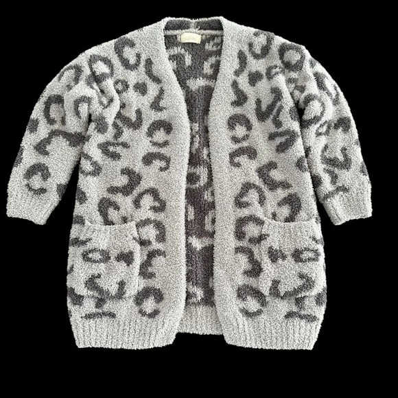 Tullabee Toddler Girls 2T/3T Gray Leopard Print Open Cardigan Sweater Matching - Picture 1 of 5